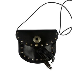 Harley Davidson Black Leather Saddle Belt Crossbody Bag